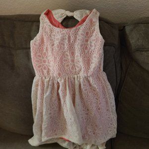 Kiddo Orange/Lace High-Low Dress